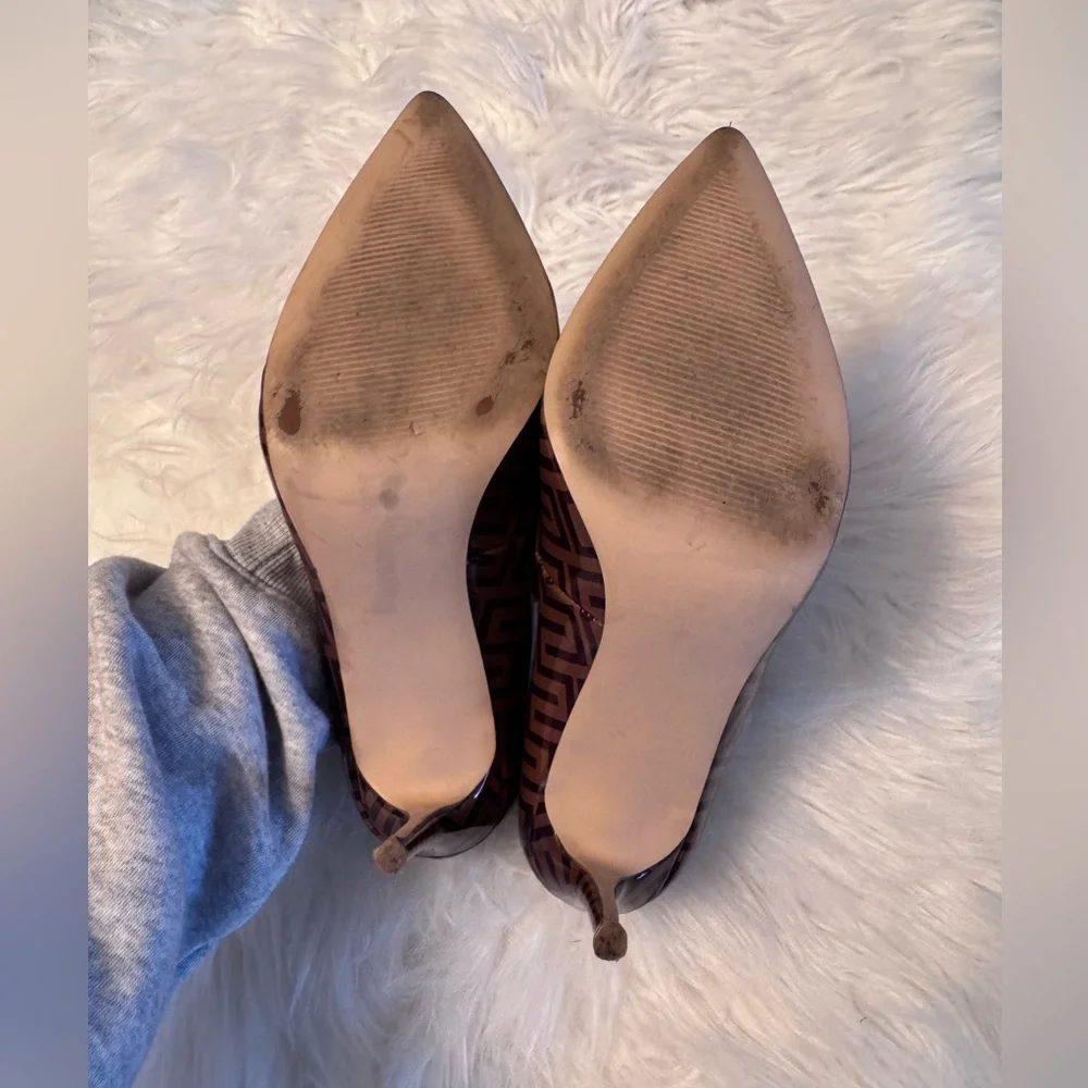 Steve Madden Black and Brown Geometric Women's Heels - Picture 3 of 4